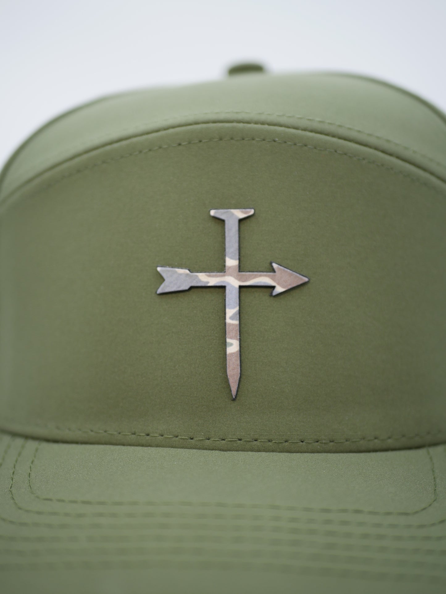 Lead Me Cross Camo Patch | 5 panel Green Snapback