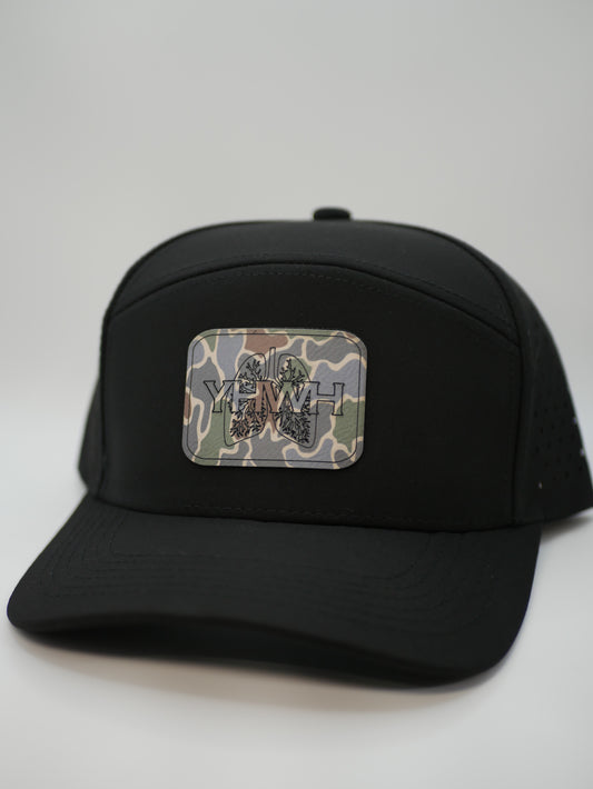 YHWH Camo Patch Rope | 5 panel black Snapback