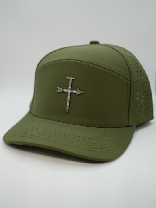 Lead Me Cross Camo Patch | 5 panel Green Snapback