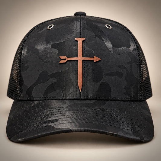 Black Camo Cross Hat