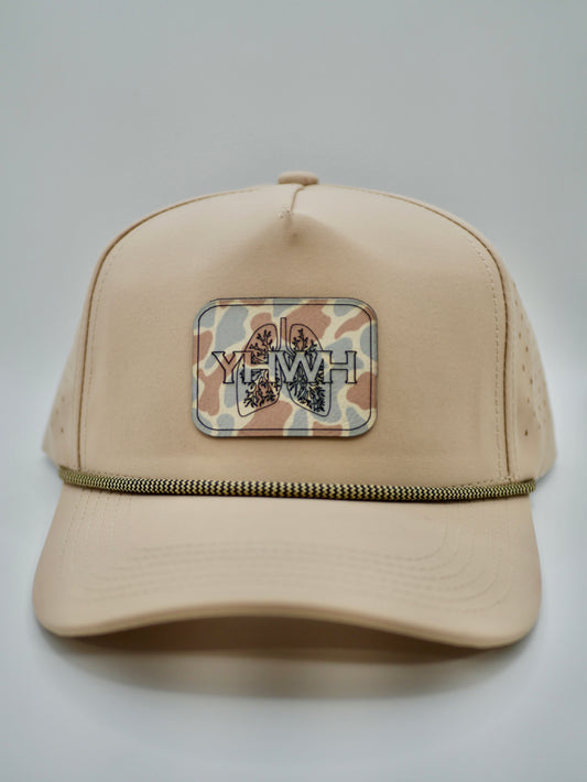 YHWH Camo Patch Rope | 5 panel Tan Snapback